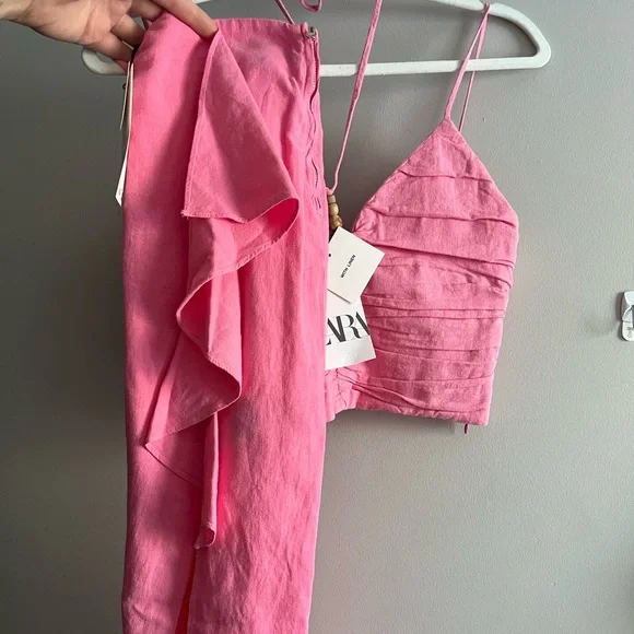 Matching Set ๐ Zara | Pink Linen Top and Skirt - Picture 3 of 14